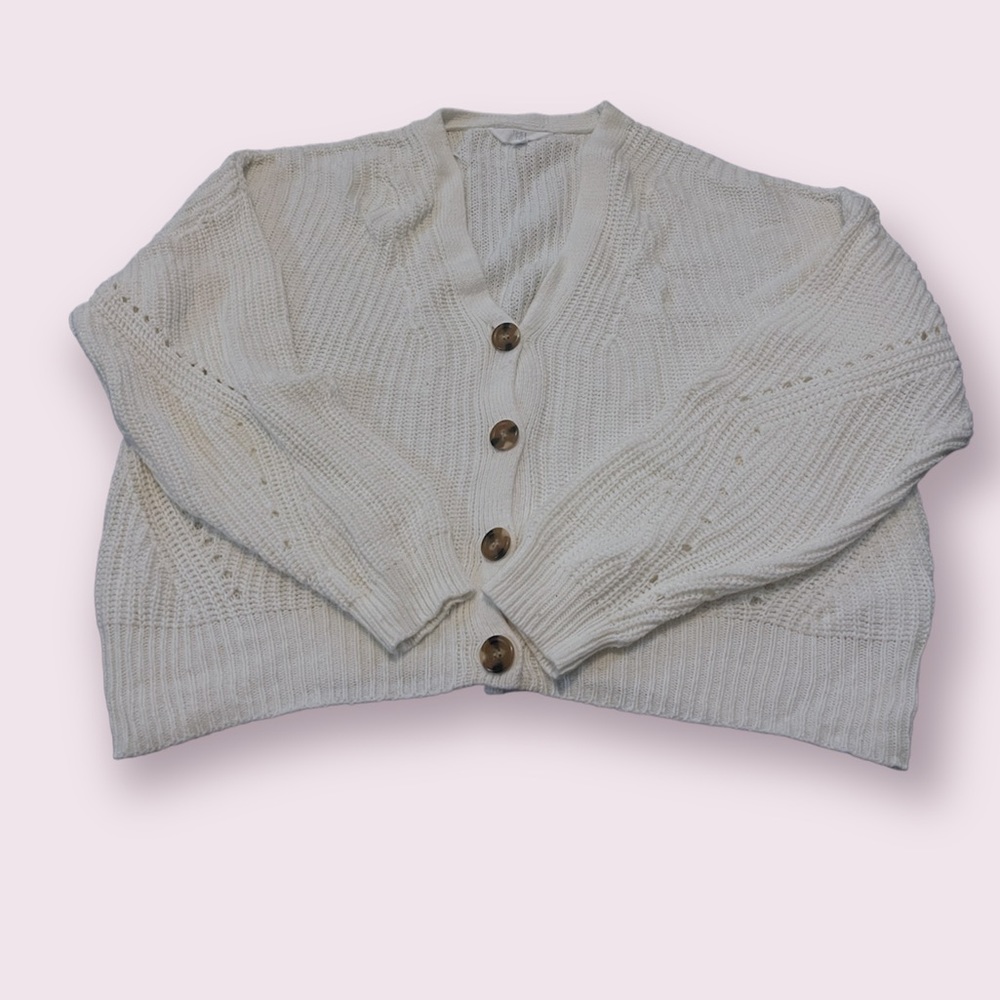 Time&Tru White Cropped Sweater